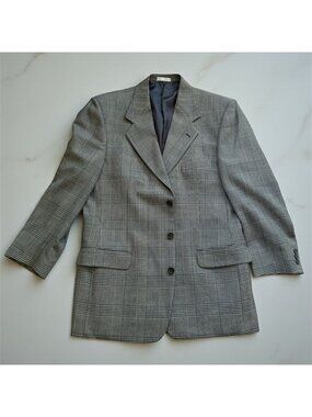BACHRACH Men's Gray Black Glenplaid Blazer Jacket Size 40R